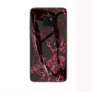 For Huawei Mate 20 Pro Case Luxury Marble Grain Hard Tempered Glass Protective Back Cover Case for huawei mate 20 20pro mate20 - Amzon World