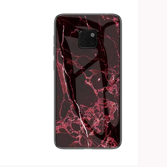 For Huawei Mate 20 Pro Case Luxury Marble Grain Hard Tempered Glass Protective Back Cover Case for huawei mate 20 20pro mate20 - Amzon World