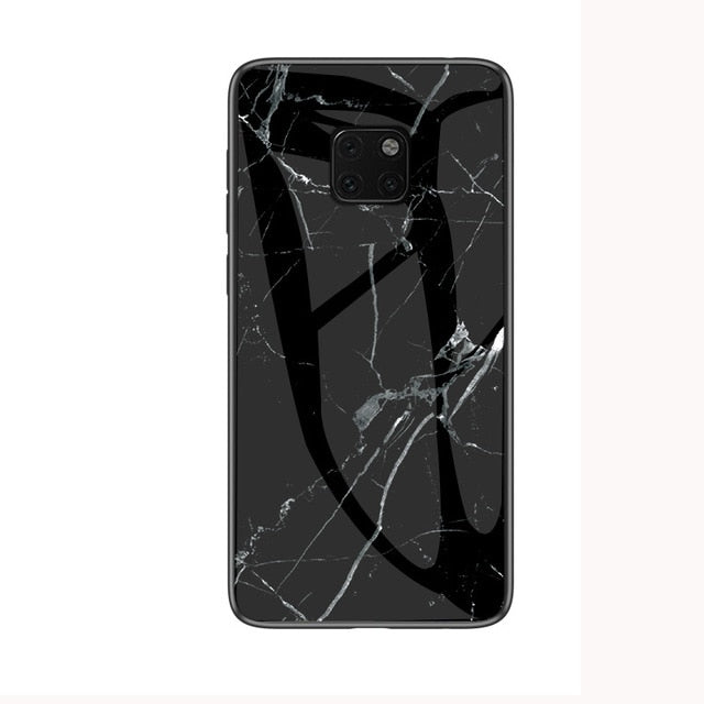 For Huawei Mate 20 Pro Case Luxury Marble Grain Hard Tempered Glass Protective Back Cover Case for huawei mate 20 20pro mate20 - Amzon World
