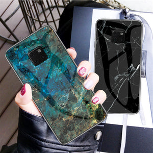 For Huawei Mate 20 Pro Case Luxury Marble Grain Hard Tempered Glass Protective Back Cover Case for huawei mate 20 20pro mate20 - Amzon World