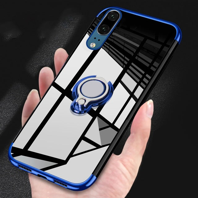 For Huawei P20 lite P20 Pro P10 Lite Case Metal Ring Holder Magnetic Silicone Case For Huawei Mate 9 10 Honor9 p30lite p30 case - Amzon World