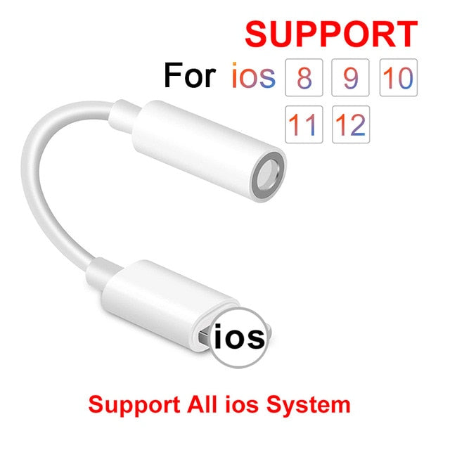 For IOS Syetem Headphone Adaptador For iPhone 7 8 X AUX Audio Adapter for Lightning To 3.5mm Adapters Headphone Jack Cable - Amzon World