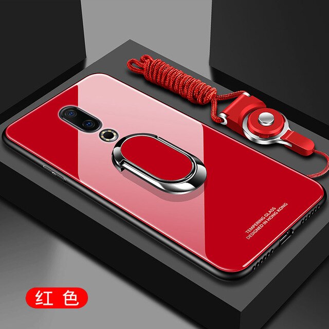 For Meizu 16Th Case Hard Tempered Glass With Stand Ring Magnet Protective Back Cover Case for meizu 16 16th Plus 16 th shell - Amzon World