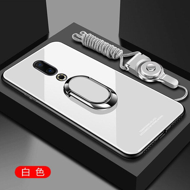 For Meizu 16Th Case Hard Tempered Glass With Stand Ring Magnet Protective Back Cover Case for meizu 16 16th Plus 16 th shell - Amzon World