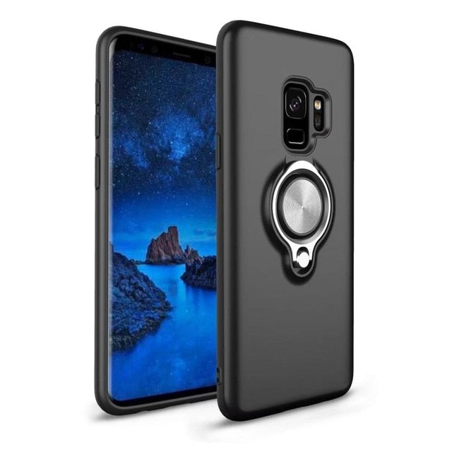 For Samsung Galaxy S9 PLUS case Car Holder Stand Magnet Suction Finger Ring Cover For S7 EDGE A8 2018 S8 S10 PLUS S10E NOTE 9 8 - Amzon World