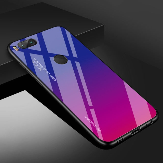 For Xiaomi Redmi Note 5 6 7 Pro 6A Case Gradient Tempered Glass Cover For Xiaomi Mi 8 A2 Lite A1 9 Mi8 Mi6 Mi9 Pocophone F1 Case - Amzon World