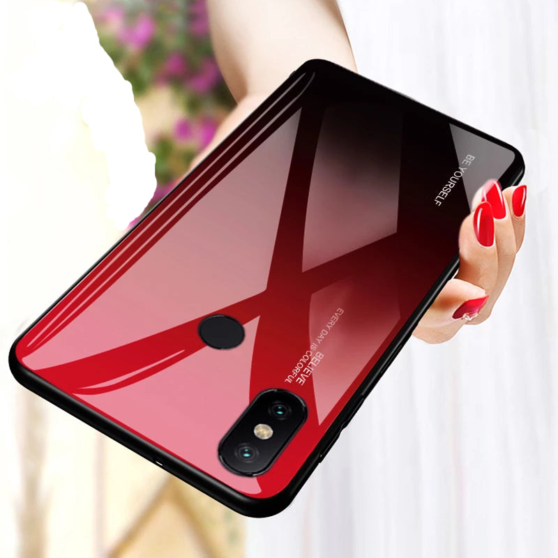 For Xiaomi Redmi Note 5 6 7 Pro 6A Case Gradient Tempered Glass Cover For Xiaomi Mi 8 A2 Lite A1 9 Mi8 Mi6 Mi9 Pocophone F1 Case - Amzon World