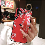 For iPhone 11 Case Fashion Flower Phone Holder Case for iPhone 8 Plus 6 6s 7 X XR XS 11 pro max Soft TPU Wrist Strap Cover Etui - Amzon World