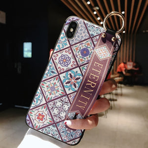 For iPhone 11 Case Fashion Flower Phone Holder Case for iPhone 8 Plus 6 6s 7 X XR XS 11 pro max Soft TPU Wrist Strap Cover Etui - Amzon World
