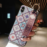 For iPhone 11 Case Fashion Flower Phone Holder Case for iPhone 8 Plus 6 6s 7 X XR XS 11 pro max Soft TPU Wrist Strap Cover Etui - Amzon World