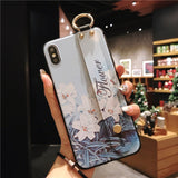 For iPhone 11 Case Fashion Flower Phone Holder Case for iPhone 8 Plus 6 6s 7 X XR XS 11 pro max Soft TPU Wrist Strap Cover Etui - Amzon World