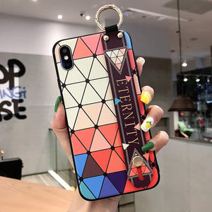 For iPhone 11 Case Fashion Flower Phone Holder Case for iPhone 8 Plus 6 6s 7 X XR XS 11 pro max Soft TPU Wrist Strap Cover Etui - Amzon World
