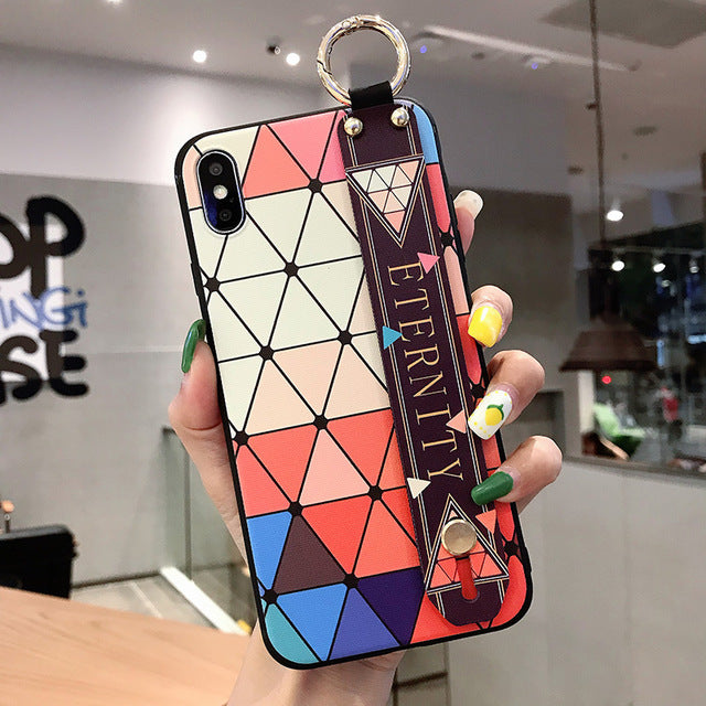 For iPhone 11 Case Fashion Flower Phone Holder Case for iPhone 8 Plus 6 6s 7 X XR XS 11 pro max Soft TPU Wrist Strap Cover Etui - Amzon World