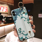 For iPhone 11 Case Fashion Flower Phone Holder Case for iPhone 8 Plus 6 6s 7 X XR XS 11 pro max Soft TPU Wrist Strap Cover Etui - Amzon World