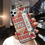 For iPhone 11 Case Fashion Flower Phone Holder Case for iPhone 8 Plus 6 6s 7 X XR XS 11 pro max Soft TPU Wrist Strap Cover Etui - Amzon World