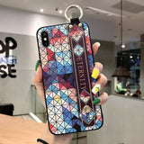 For iPhone 11 Case Fashion Flower Phone Holder Case for iPhone 8 Plus 6 6s 7 X XR XS 11 pro max Soft TPU Wrist Strap Cover Etui - Amzon World