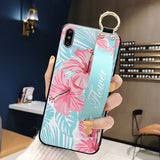 For iPhone 11 Case Fashion Flower Phone Holder Case for iPhone 8 Plus 6 6s 7 X XR XS 11 pro max Soft TPU Wrist Strap Cover Etui - Amzon World