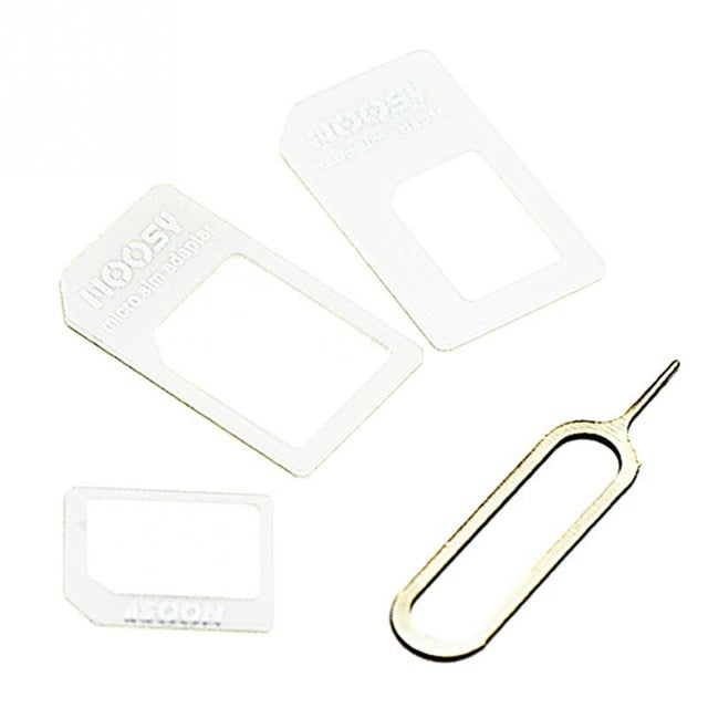 For iPhone 4/4S for NANO SIM Card Transformation For iPhone 5/5S/5C 4 In 1 for NANO SIM Adapter With Card Pin Black & White - Amzon World