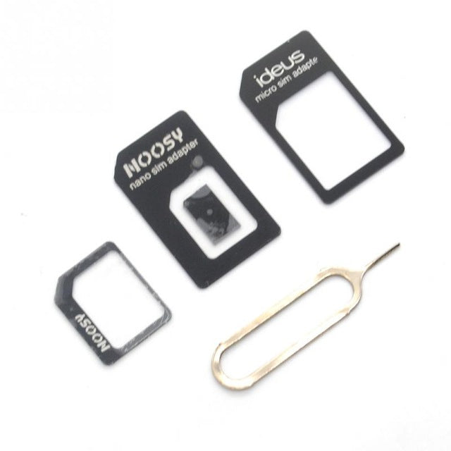 For iPhone 4/4S for NANO SIM Card Transformation For iPhone 5/5S/5C 4 In 1 for NANO SIM Adapter With Card Pin Black & White - Amzon World