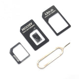 For iPhone 4/4S for NANO SIM Card Transformation For iPhone 5/5S/5C 4 In 1 for NANO SIM Adapter With Card Pin Black & White - Amzon World