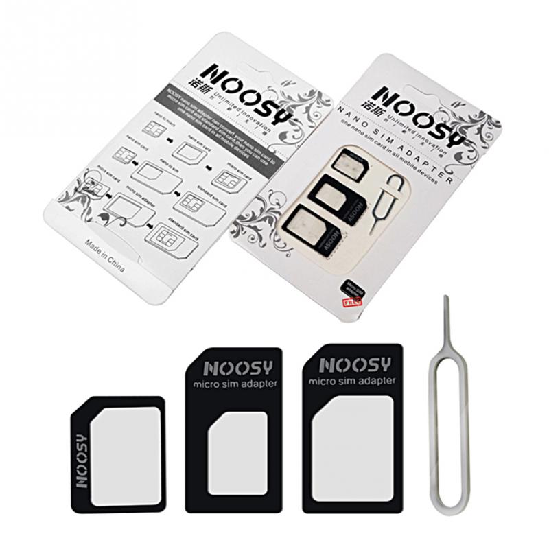 For iPhone 4/4S for NANO SIM Card Transformation For iPhone 5/5S/5C 4 In 1 for NANO SIM Adapter With Card Pin Black & White - Amzon World