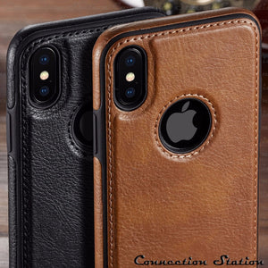 For iPhone XS Max XR  Case  Luxury Vintage PU Leather Back Ultra Thin Case Cover for iphone X 8 7 6 6S Plus Case - Amzon World