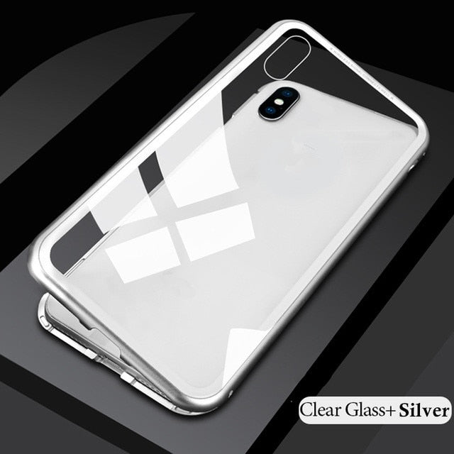 GETIHU Metal Magnetic Case for iPhone XR XS MAX X 8 Plus 7 +Tempered Glass Back Magnet Cases Cover for iPhone 7 6 6S Plus Case - Amzon World