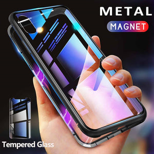 GETIHU Metal Magnetic Case for iPhone XR XS MAX X 8 Plus 7 +Tempered Glass Back Magnet Cases Cover for iPhone 7 6 6S Plus Case - Amzon World