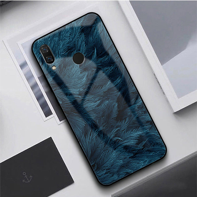 GFAITH Tempered Glass Case For Samsung Galaxy A50 Feather Print Cover For Samsung Galaxy A30 A20 A10 A40 S9 A70 Phone Cases S10 - Amzon World