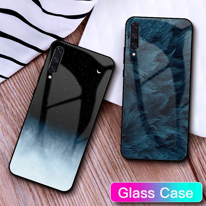 GFAITH Tempered Glass Case For Samsung Galaxy A50 Feather Print Cover For Samsung Galaxy A30 A20 A10 A40 S9 A70 Phone Cases S10 - Amzon World