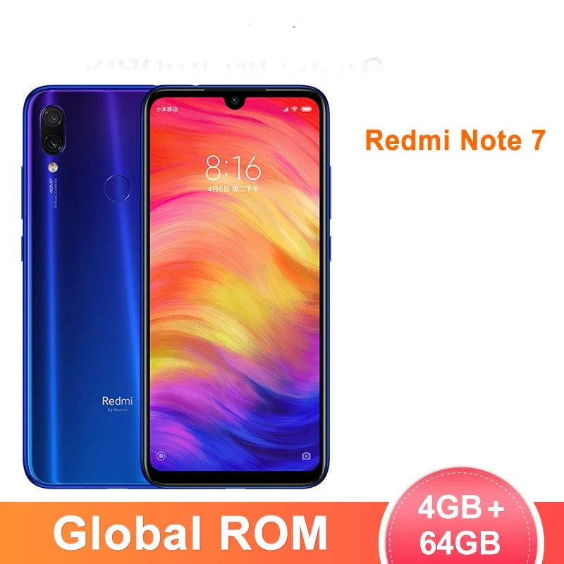 Xiaomi Redmi Note 7 4GB RAM 64GB ROM Smartphone Snapdragon 660 Octa Core 48MP AI Dual Camera 6.3" Full Screen 4000mAh - Amzon World