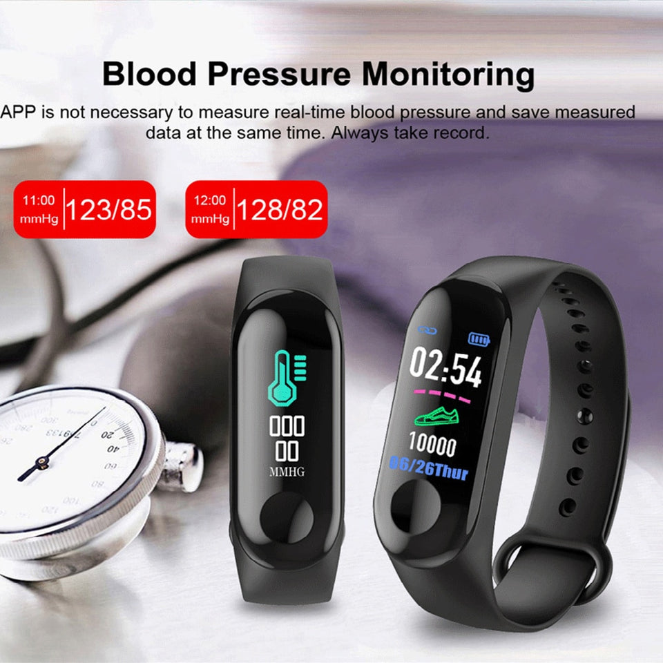 M3 Plus Men's Smart Watch Color Screen IP67 Waterproof Smart Watch Blood Pressure Heart Rate Activity Fitness Tracker Men Watch - Amzon World