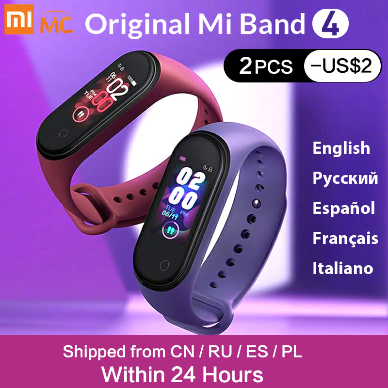 In Stock Original Xiaomi Mi Band 4 Smart Miband 3 Color Screen Bracelet Heart Rate Fitness Music Bluetooth 50M Waterproof Band4 - Amzon World