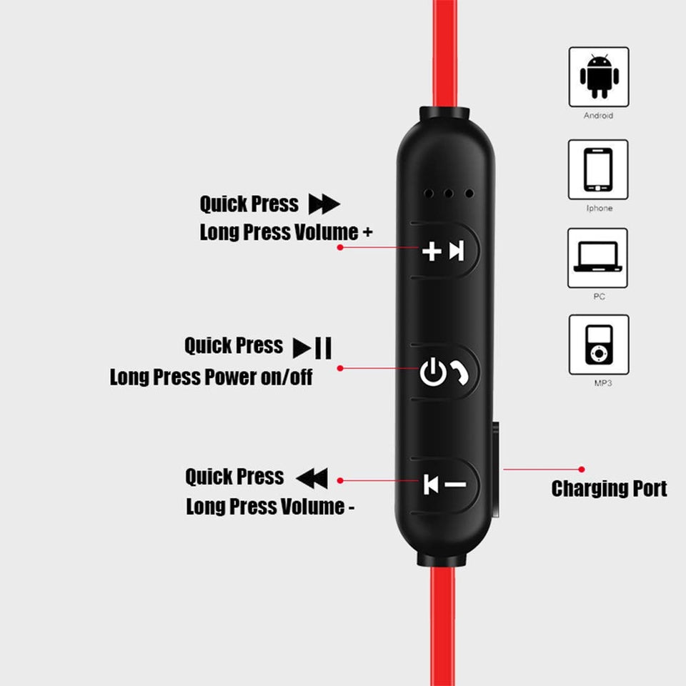 Magnetic Wireless Bluetooth Earphone Stereo Sports Waterproof Earbuds Wireless in-ear Headset with Mic For IPhone 7 Samsung - Amzon World