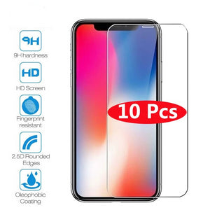 10Pcs Tempered Glass For iPhone X XS MAX XR 4 4s 5 5s SE 5c Screen Protective Film For iPhone 6 6s 7 8 Plus X Glass Protector - Amzon World