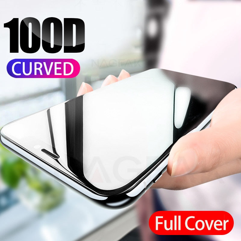 100D Curved Edge Full Cover Protective Glass On The For iPhone - Amzon World