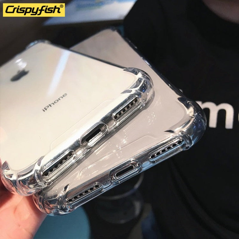 Crispyfish Shockproof Bumper Transparent Silicone Phone Case For iPhone X XS XR XS Max 8 7 6 6S Plus Clear protection Back Cover - Amzon World