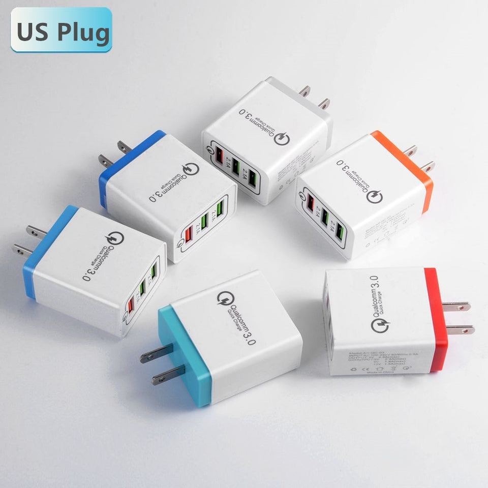 Universal 18 W USB Quick charge 3.0 5V 3A for Iphone 7 8 EU US Plug Mobile Phone Fast charger charging for Samsug s8 s9 Huawei - Amzon World