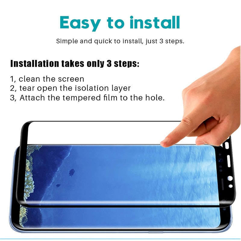 Tempered Glass Film For Samsung Galaxy Note 8 9 S9 S8 Plus S7 Edge 9D Full Curved Screen Protector For Samsung A6 A8 Plus 2018 - Amzon World