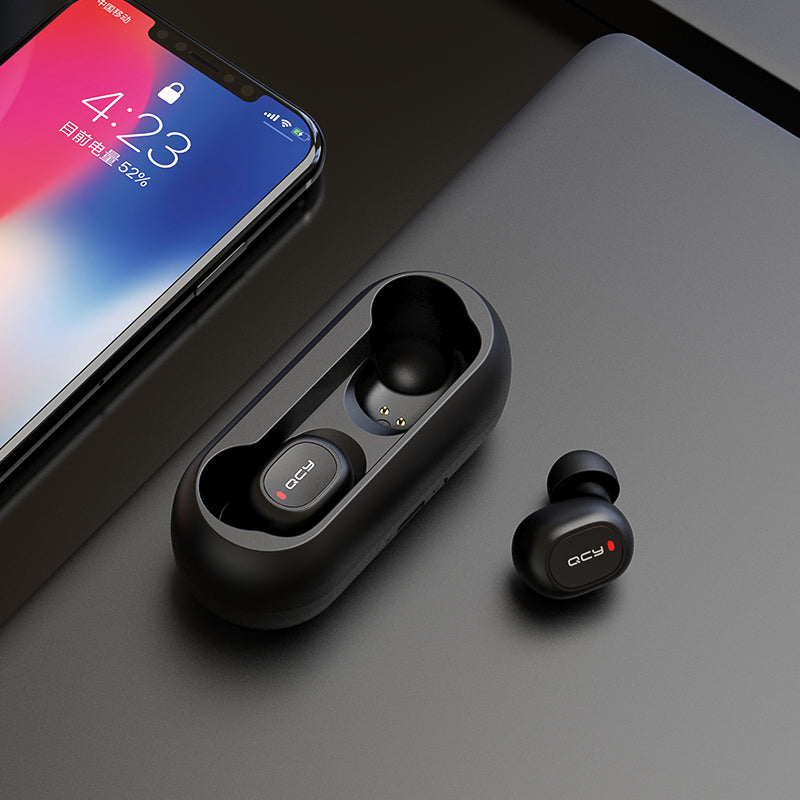 QCY qs1 TWS 5.0 Bluetooth headphone 3D stereo wireless earphone with dual microphone - Amzon World