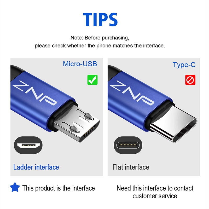 ZNP 1m 2m Micro USB Cable Fast Charging For Xiaomi Redmi Note 5 Pro Android Mobile Phone Data Cable for Samsung S7 Micro Charger - Amzon World