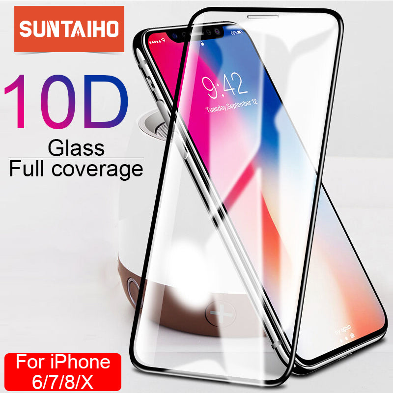 Suntaiho 10D protective glass for iPhone X XS 6 6S 7 8 plus glass screen protector for iPhone 7 6 X XR XS MAX screen protection - Amzon World