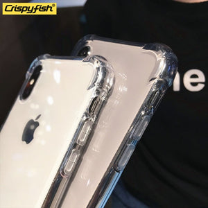 Crispyfish Shockproof Bumper Transparent Silicone Phone Case For iPhone X XS XR XS Max 8 7 6 6S Plus Clear protection Back Cover - Amzon World