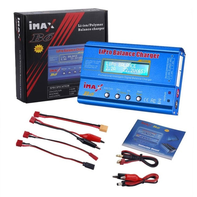 HTRC iMAX B6 80W Battery Charger Lipo NiMh Li-ion Ni-Cd Digital RC IMAX B6 Lipro Balance Charger Discharger + 15V 6A Adapter - Amzon World