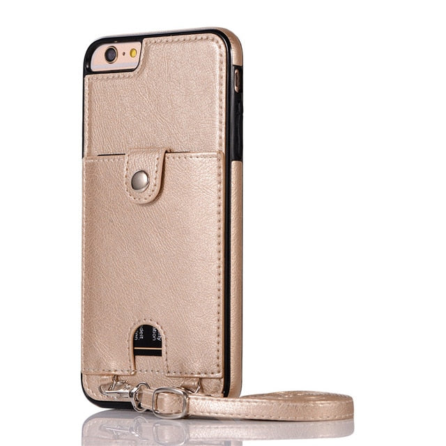 Haissky Vintage PU Leather Back Case for iPhone 11 Pro Max Xs Max XR X Wallet Card Case for iPhone 6 6S 7 8 Plus Case With Strap - Amzon World