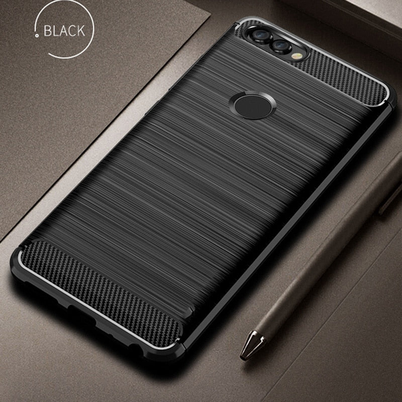 Huawei P Smart Case Cover P Smart TPU Silicone Bumper Anti-Shock Soft Carbon Fiber Phone Cases Cover For Huawei P Smart/Enjoy 7S - Amzon World