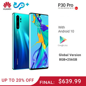 Huawei P30 Pro Smart phone Global Version 8GB 256GB 40MP Quad Camera Mobile phone 10x zoom 6.47''Screen Kirin 980 Smartph - Amzon World