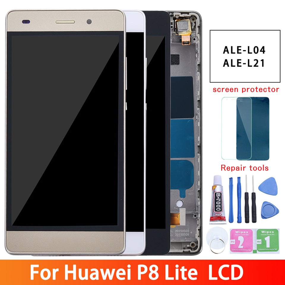 Huawei P8 Lite LCD Display Touch Screen Digitizer Assembly With Frame Replacement ALE-L04 ALE-L21 For 5.0" Huawei P8 Lite LCD - Amzon World