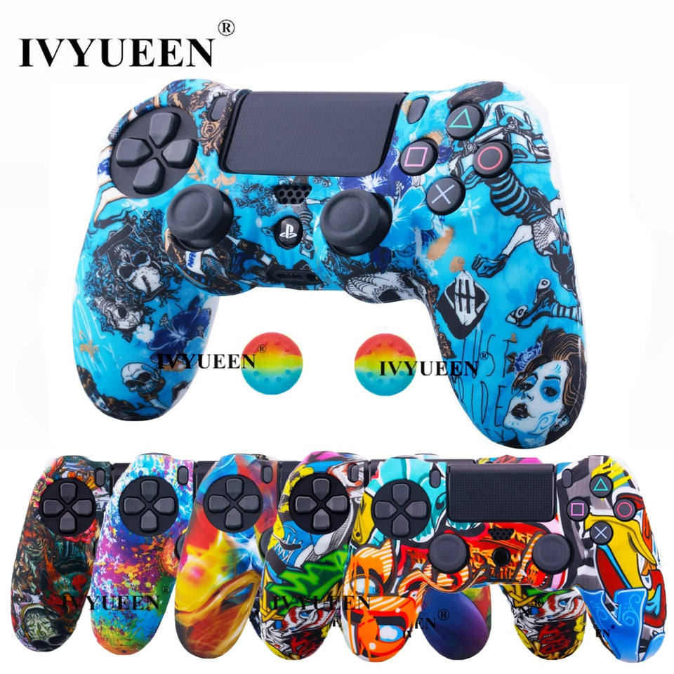 IVYUEEN For Sony Dualshock 4 PS4 DS4 Slim Pro Controller Silicone Camo Case Protective Skin + Thumb Grip Caps for Play Station 4 - Amzon World