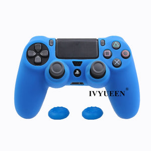 IVYUEEN Soft Silicone Rubber Case For Sony PlayStation Dualshock 4 PS4 DS4 Pro Slim Controller Skin Cover + 2 Thumb Grips Caps - Amzon World